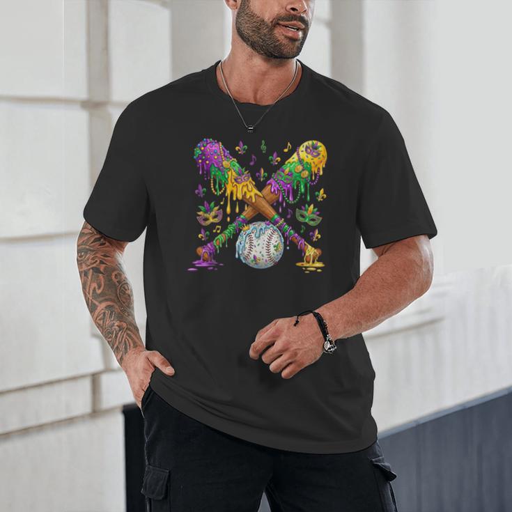 Mardi Gras Baseball Drip Shirt Cool Dripping Baseball Drip Unisex T-Shirt
