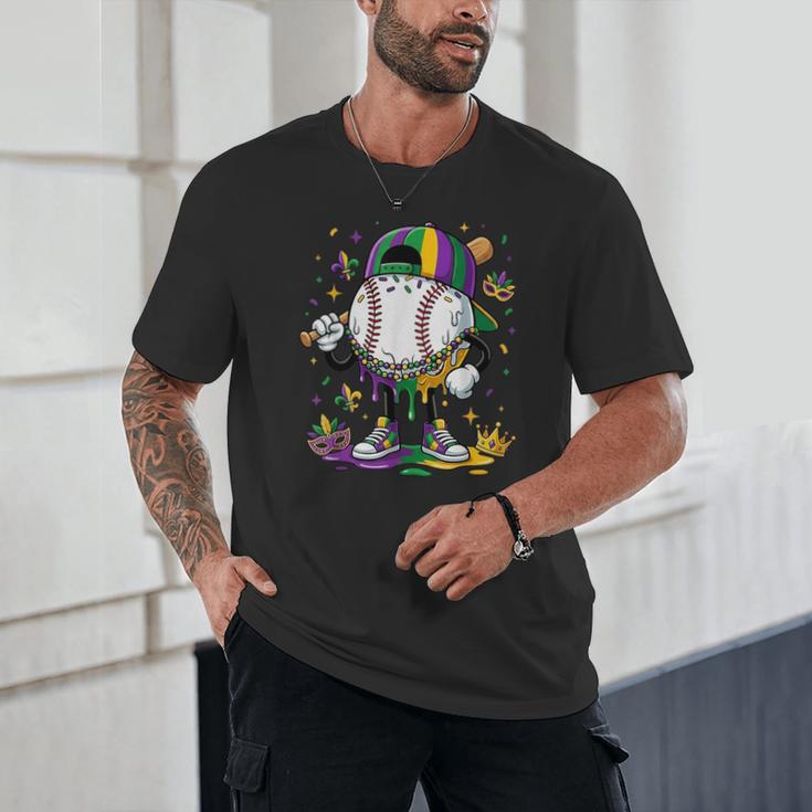 Mardi Gras Ice Cream Drip Baseball Carnival Party Mask Boys Unisex T-Shirt Mardi Gras Ice Cream Drip Baseball Carnival Party Mask Boys Unisex T-Shirt