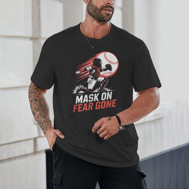 Mask On Fear Gone Baseball Catcher Softball Unisex T-Shirt