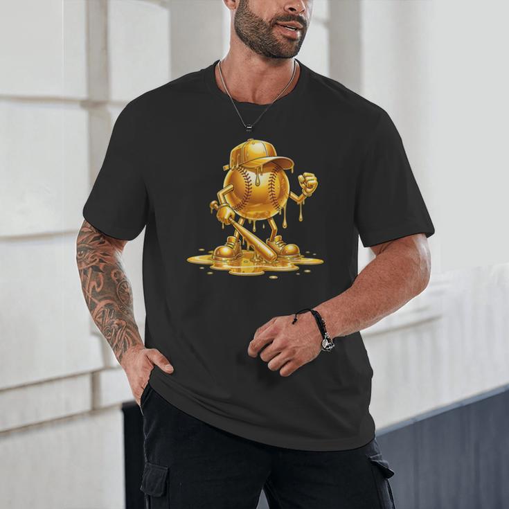 Melting Baseball Mascot Slugger Bat Cap Cartoon Unisex T-Shirt Melting Baseball Mascot Slugger Bat Cap Cartoon Unisex T-Shirt