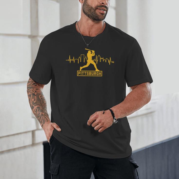 Pittsburgh Lovers Skyline Retro Baseball Heartbeat Men Women Unisex T-Shirt Pittsburgh Lovers Skyline Retro Baseball Heartbeat Men Women Unisex T-Shirt