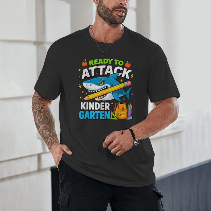 Ready To Attack Kindergarten Shark Back To School Kids Unisex T-Shirt Ready To Attack Kindergarten Shark Back To School Kids Unisex T-Shirt