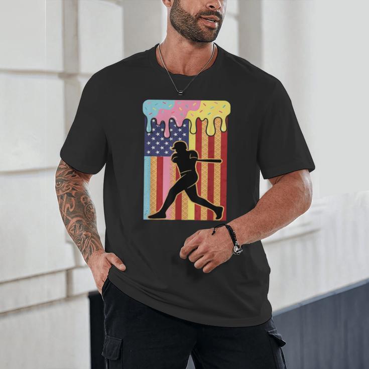 Retro Baseball Drip Boys Ice Cream Patriotic American Flag Unisex T-Shirt Retro Baseball Drip Boys Ice Cream Patriotic American Flag Unisex T-Shirt