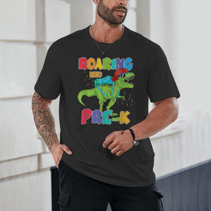 Roaring Into Pre-K Preschool Dinosaur Back To School Unisex T-Shirt Roaring Into Pre-K Preschool Dinosaur Back To School Unisex T-Shirt