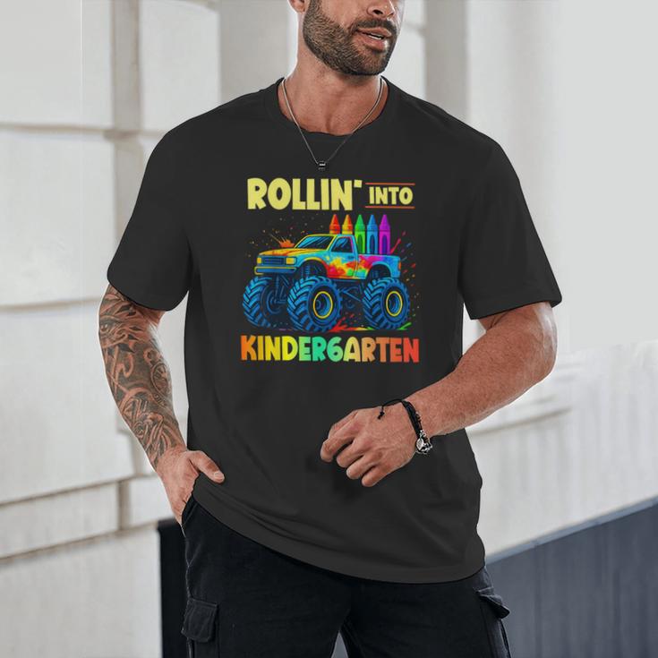 Rollin' Into Kindergarten Monster Car Back To School Boys Unisex T-Shirt Rollin' Into Kindergarten Monster Car Back To School Boys Unisex T-Shirt