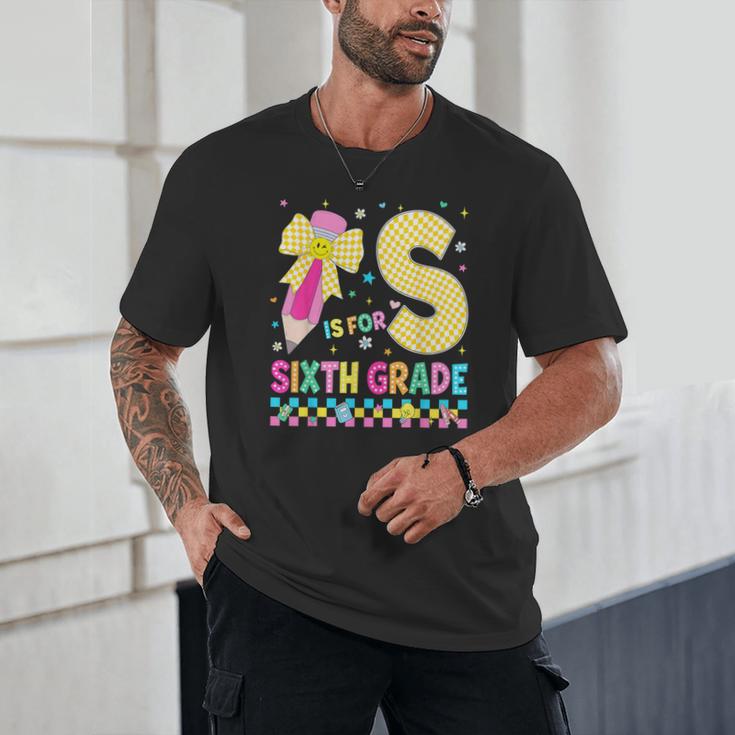 S Is For Sixth Grade Back To School Pencil Bow 6th Grade Kid Unisex T-Shirt S Is For Sixth Grade Back To School Pencil Bow 6th Grade Kid Unisex T-Shirt