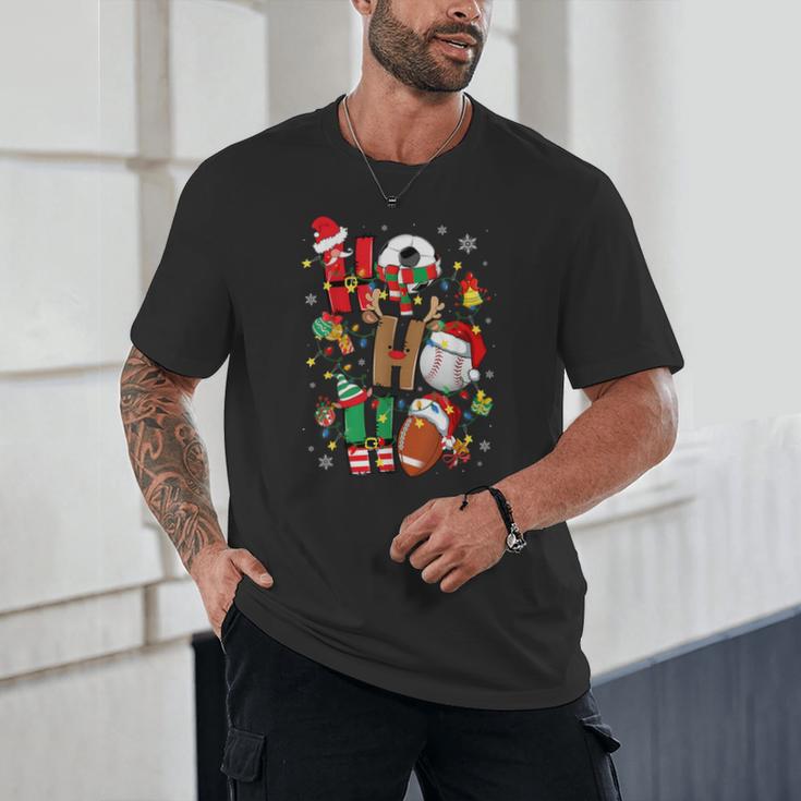 Santa Baseball Football Soccer Pajamas Ho Ho Christmas Xmas Unisex T-Shirt Santa Baseball Football Soccer Pajamas Ho Ho Christmas Xmas Unisex T-Shirt