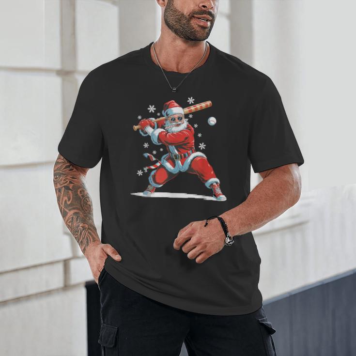 Santa Playing Baseball Christmas Candy Cane Fun Xmas Holiday Unisex T-Shirt Santa Playing Baseball Christmas Candy Cane Fun Xmas Holiday Unisex T-Shirt