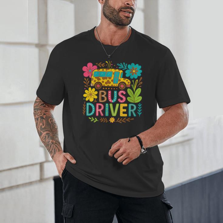 School Bus Driver Boho Floral Leopard Back To School Womens Unisex T-Shirt School Bus Driver Boho Floral Leopard Back To School Womens Unisex T-Shirt
