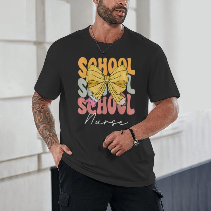 School Nurse Groovy Coquette Bow Cute Back To School Unisex T-Shirt School Nurse Groovy Coquette Bow Cute Back To School Unisex T-Shirt