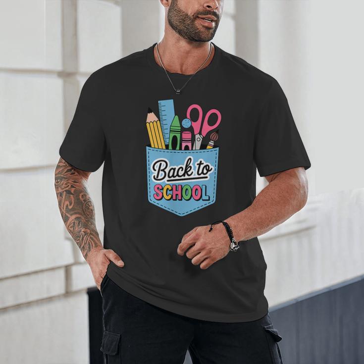 School Supplies In Pocket Back To School Boys Girls Unisex T-Shirt School Supplies In Pocket Back To School Boys Girls Unisex T-Shirt