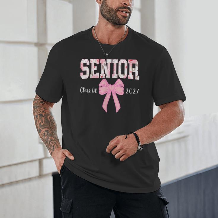 Senior 2027 Floral Pink Bow Back To School Class Of 2027 Unisex T-Shirt