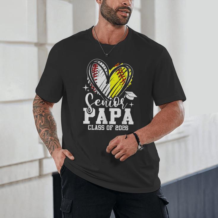 Senior Papa Class Of 2026 Baseball Softball Graduation Heart Unisex T-Shirt Senior Papa Class Of 2026 Baseball Softball Graduation Heart Unisex T-Shirt