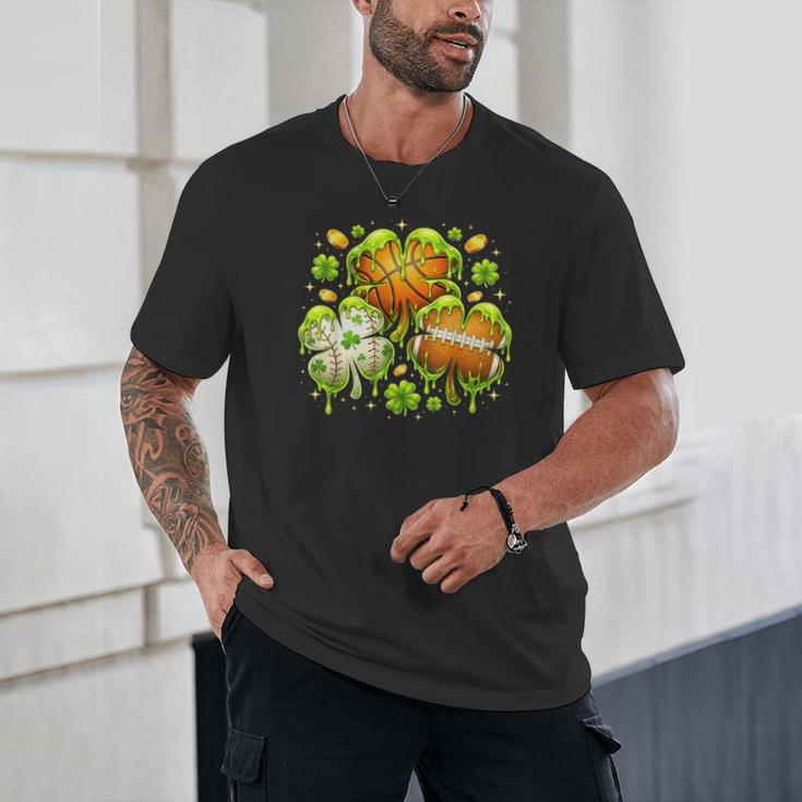 Shamrock Basketball Baseball Drip St Patrick's Day Boys Men Unisex T-Shirt