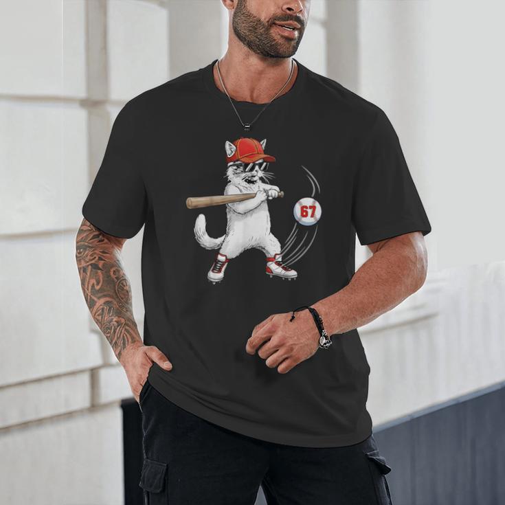 Six Seven 67 Baseball Cat Birthday Men Kids Boys Unisex T-Shirt Six Seven 67 Baseball Cat Birthday Men Kids Boys Unisex T-Shirt