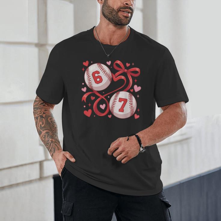 Six Seven Baseball Lover Sports Red Heart Bow Valentine Girl Unisex T-Shirt