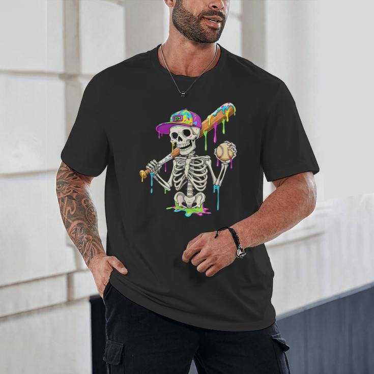 Skeleton Baseball Drip Boys Ice Cream Drip Youth Baseball Unisex T-Shirt