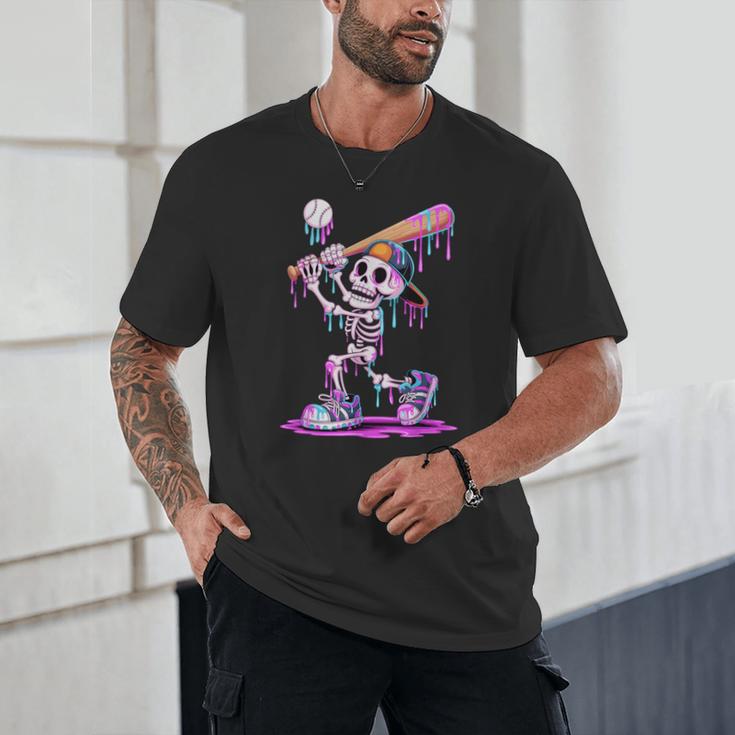 Skeleton Baseball Drip Boys Youth Kids Halloween Unisex T-Shirt Skeleton Baseball Drip Boys Youth Kids Halloween Unisex T-Shirt