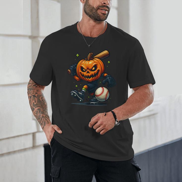 Spooky Halloween Scary Pumpkin Baseball Player Witchy Vibes Unisex T-Shirt Spooky Halloween Scary Pumpkin Baseball Player Witchy Vibes Unisex T-Shirt