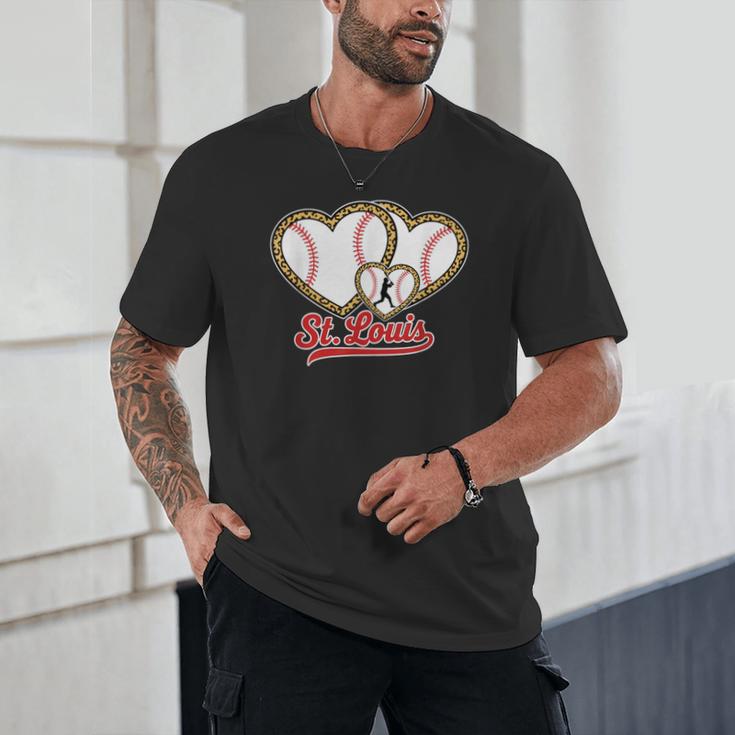 St Louis Leopard Heart Baseball Batter Boys Fan Unisex T-Shirt St Louis Leopard Heart Baseball Batter Boys Fan Unisex T-Shirt