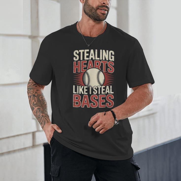 Stealing Hearts Like I Steal Bases Baseball Valentine Retro Unisex T-Shirt Stealing Hearts Like I Steal Bases Baseball Valentine Retro Unisex T-Shirt