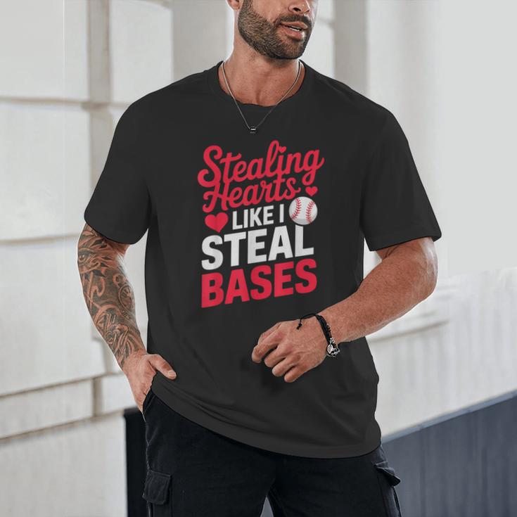 Stealing Hearts Like I Steal Bases Cute Baseball Valentine Unisex T-Shirt