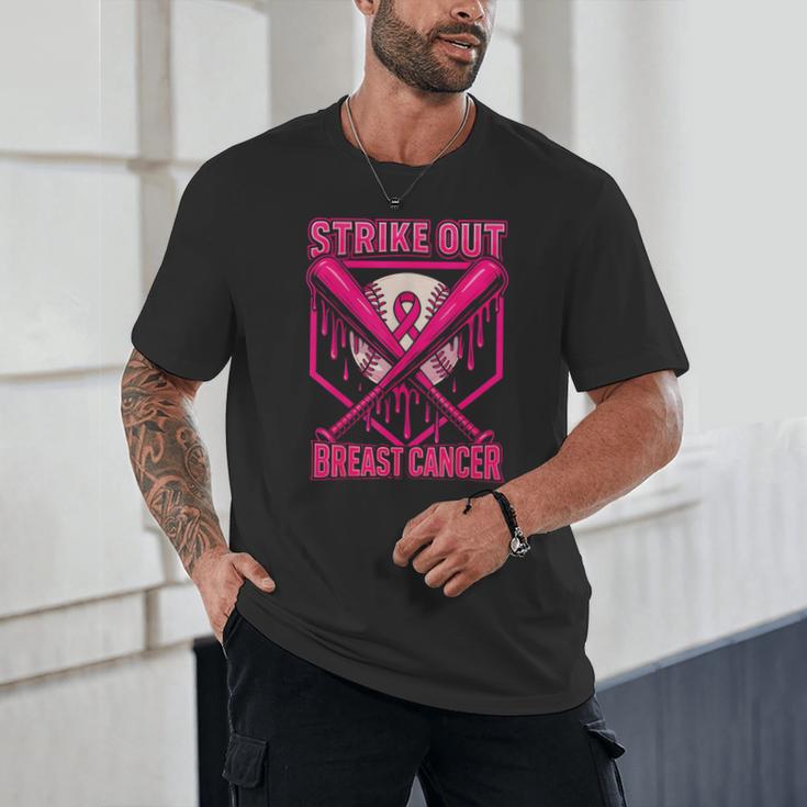 Strike Out Breast Cancer Baseball Ice Cream Drip Unisex T-Shirt Strike Out Breast Cancer Baseball Ice Cream Drip Unisex T-Shirt