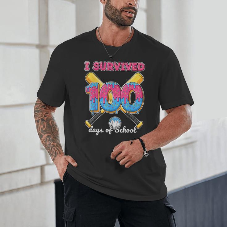 I Survived 100 Days Of School Baseball Cream Drip Boys Unisex T-Shirt I Survived 100 Days Of School Baseball Cream Drip Boys Unisex T-Shirt