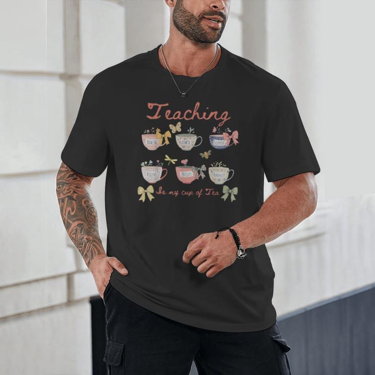 Teaching Is My Cup Of Tea Coquette Bow Floral Back To School Unisex T-Shirt Teaching Is My Cup Of Tea Coquette Bow Floral Back To School Unisex T-Shirt