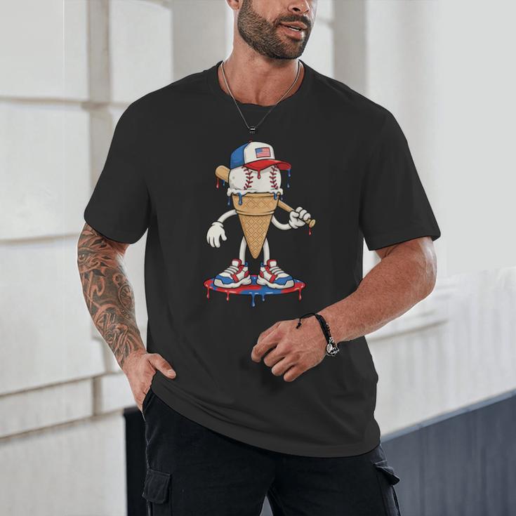 USA Patriotic Baseball Ice Cream Cone Freedom Unisex T-Shirt