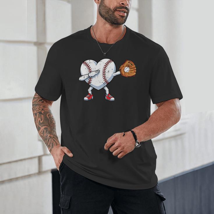 Valentines Day Baseball Ball Heart Dab Boys Kids Men Unisex T-Shirt