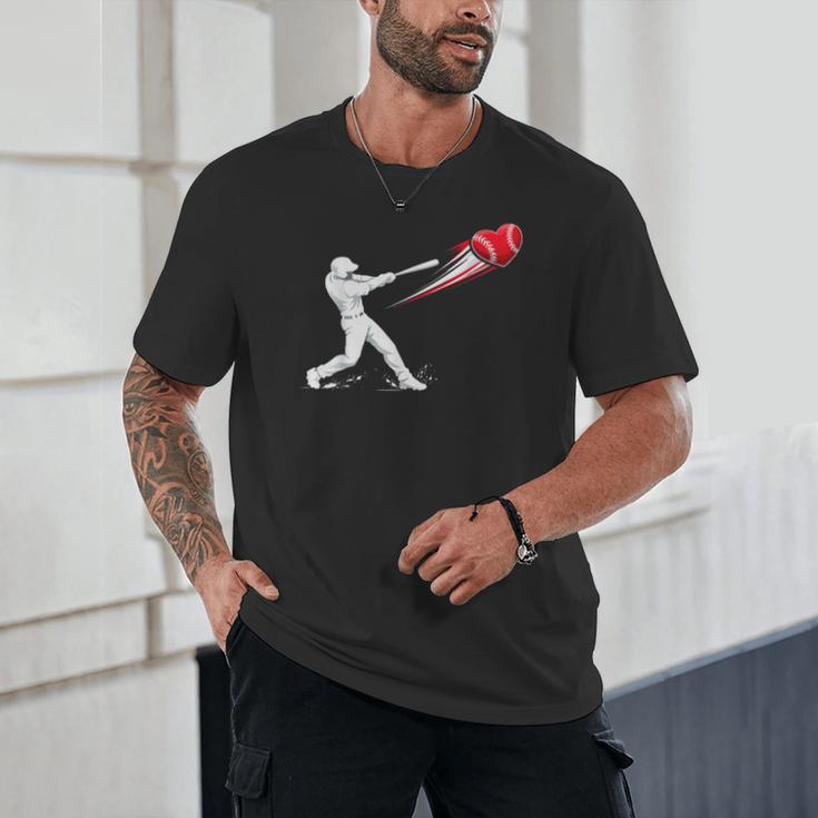 Valentines Day Baseball Batter Silhouette Heart Unisex T-Shirt