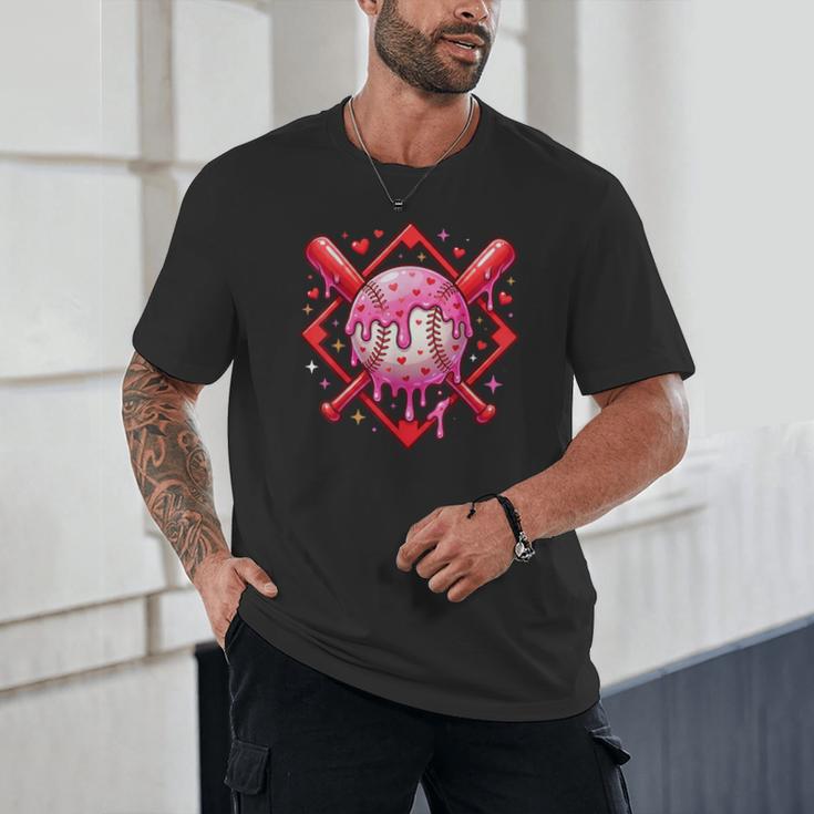 Valentines Day Baseball Boys Ice Cream Drip Heart Youth Kids Unisex T-Shirt