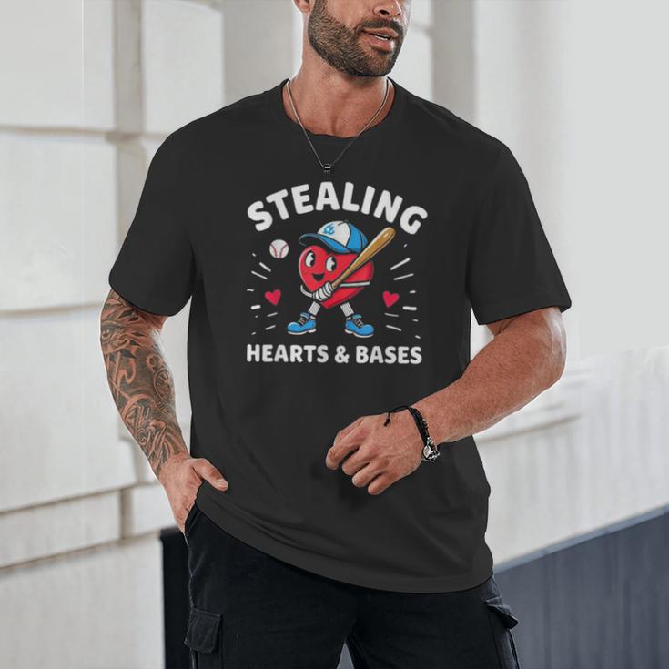 Valentines Day Baseball Stealing Hearts Bases Boys Kids Men Unisex T-Shirt Valentines Day Baseball Stealing Hearts Bases Boys Kids Men Unisex T-Shirt