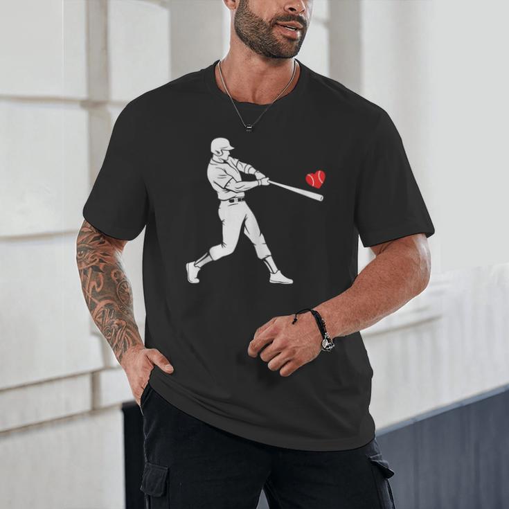 Valentines US Baseball Player Silhouette Heart Unisex T-Shirt