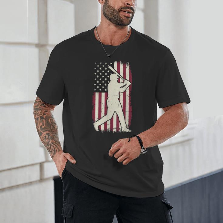 Vintage American Flag Baseball Batter Patriotic Home Run Unisex T-Shirt Vintage American Flag Baseball Batter Patriotic Home Run Unisex T-Shirt