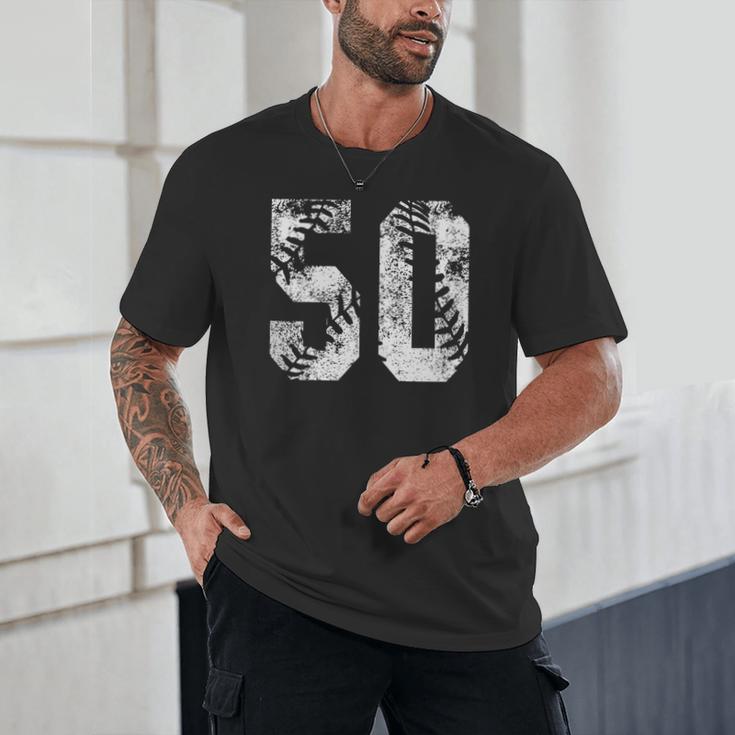Vintage Baseball Number 50 Jersey Player Uniform Unisex T-Shirt Vintage Baseball Number 50 Jersey Player Uniform Unisex T-Shirt