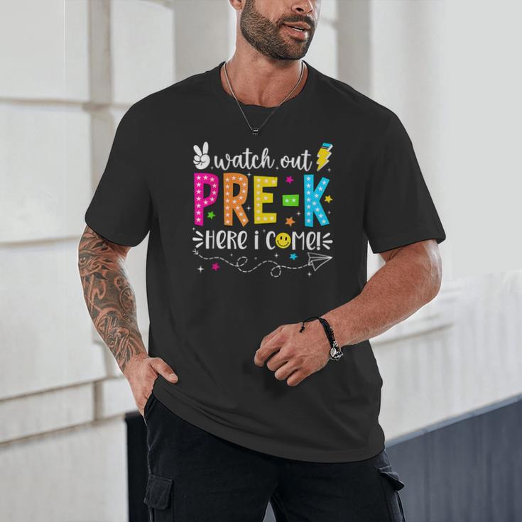 Watch Out Pre-K Here I Come Back To School Boys Girls Kids Unisex T-Shirt Watch Out Pre-K Here I Come Back To School Boys Girls Kids Unisex T-Shirt