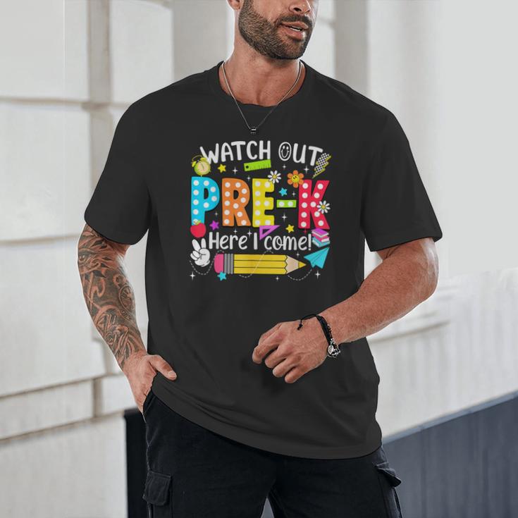 Watch Out Pre-K Here I Come Kinder Back To School Pre-K Kids Unisex T-Shirt Watch Out Pre-K Here I Come Kinder Back To School Pre-K Kids Unisex T-Shirt