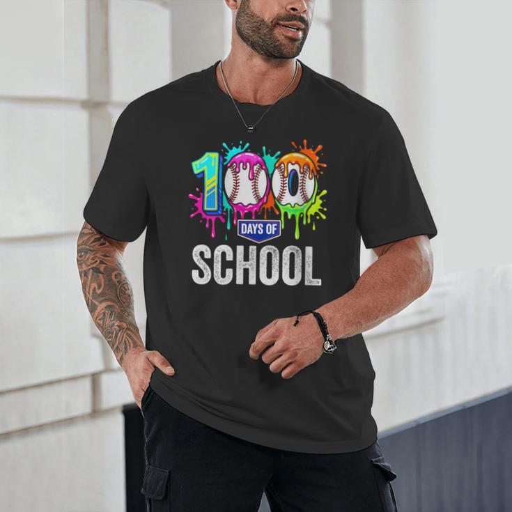 Women's 100 Days Of School Dripping Baseball Boys Kids Teacher Unisex T-Shirt Women's 100 Days Of School Dripping Baseball Boys Kids Teacher Unisex T-Shirt