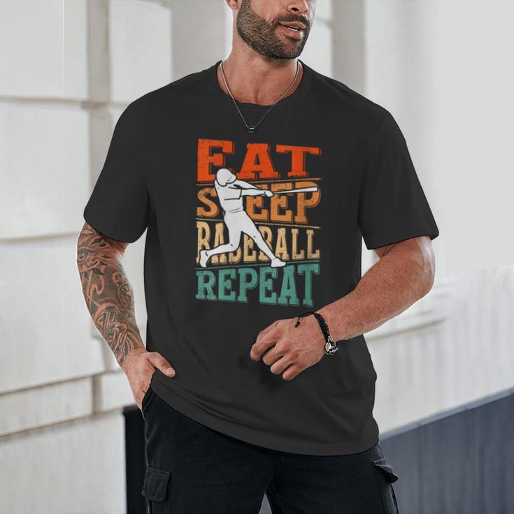 Women's Eat Sleep Baseball Repeat Vintage Player Sport Lover Retro Unisex T-Shirt
