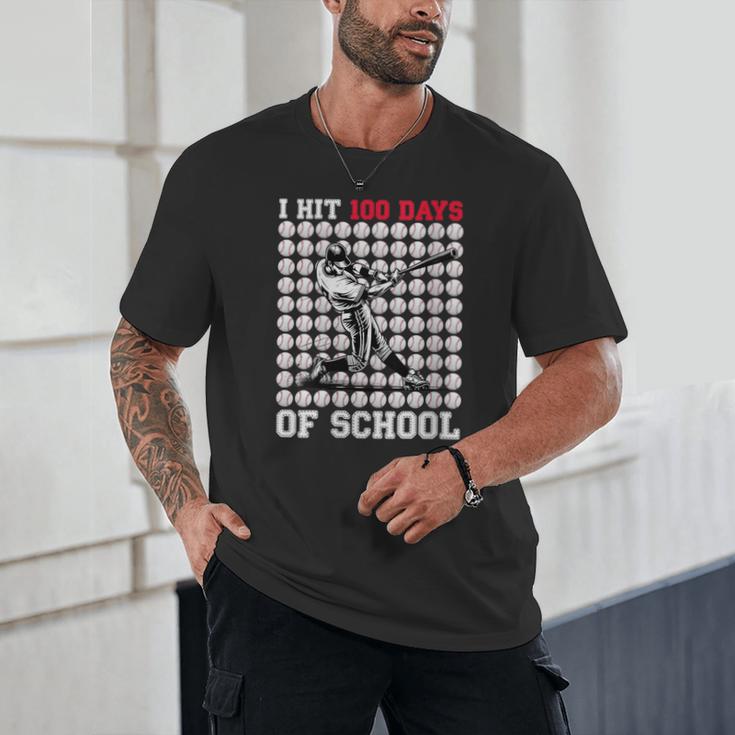 Women's I Hit 100 Days Of School Baseball 100th Day Boys Kids Unisex T-Shirt