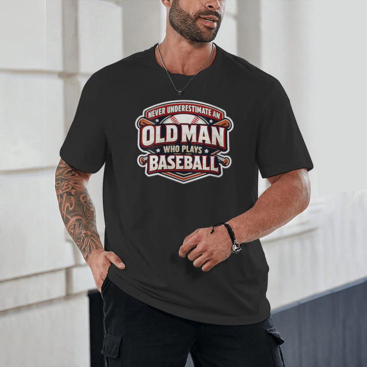 Women's Never Underestimate An Old Man Who Plays Baseball Unisex T-Shirt