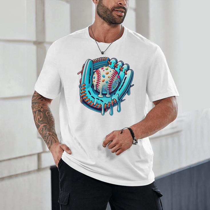 Baseball Drip Ice Cream Sprinkles Baseball Player Premium Tri-Blend Unisex T-Shirt