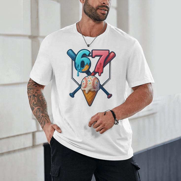 Baseball Ice Cream Drip 67 Six Seven Gen Alpha Slang Meme Unisex T-Shirt