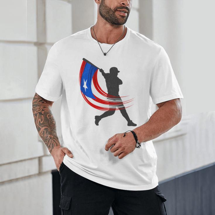 Puerto Rico Baseball Flag Player Boricua Heritage Sports Unisex T-Shirt