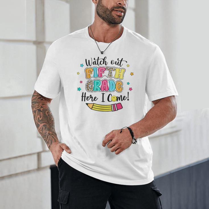 Watch Out Fifth Grade Here I Come Back To School Boys Girls Unisex T-Shirt