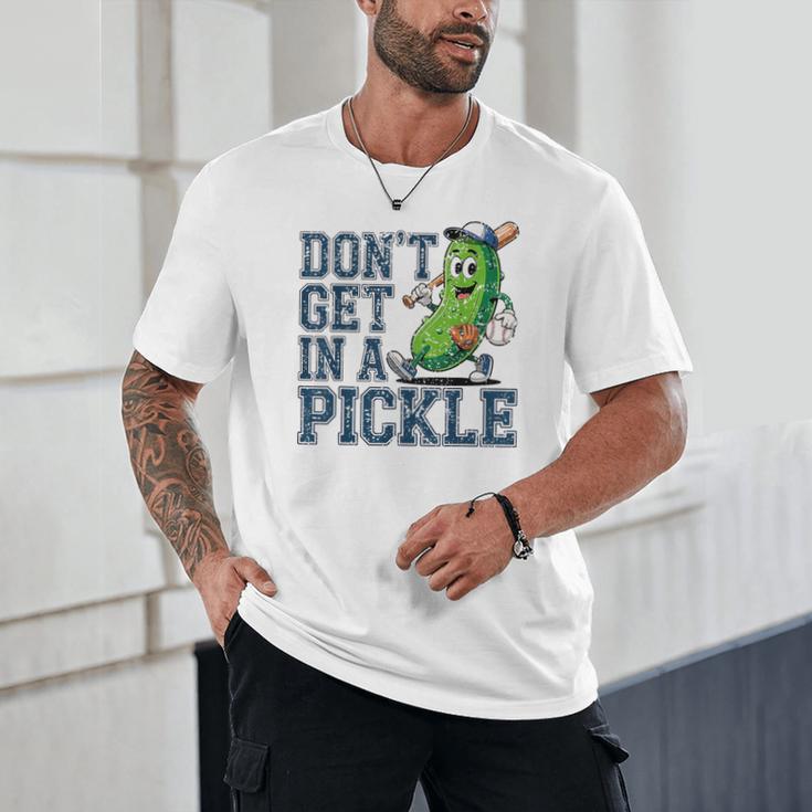 Youth Baseball Catcher Humor Don’t Get In A Pickle Unisex T-Shirt