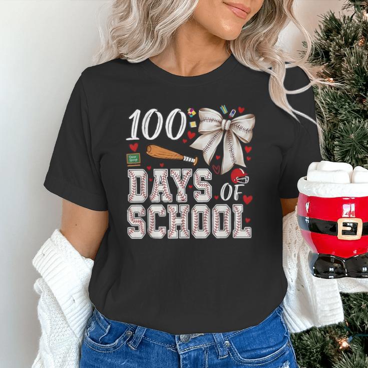 100 Days Of School Baseball 100th Day Of School Coquette Bow Unisex T-Shirt 100 Days Of School Baseball 100th Day Of School Coquette Bow Unisex T-Shirt