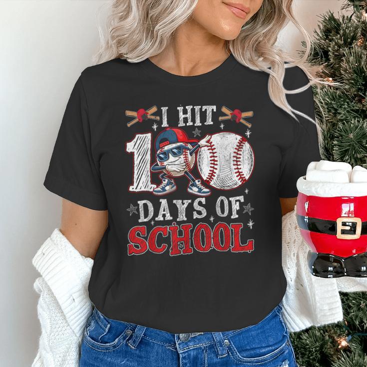 100 Days Of School Dabbing Baseball Hit Student Kids Boys Unisex T-Shirt